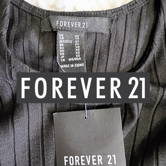 LBD- Forever 21 Black Cocktail dress- Size XS- sleeveless- ribbed- New with tags - Picture 3 of 6